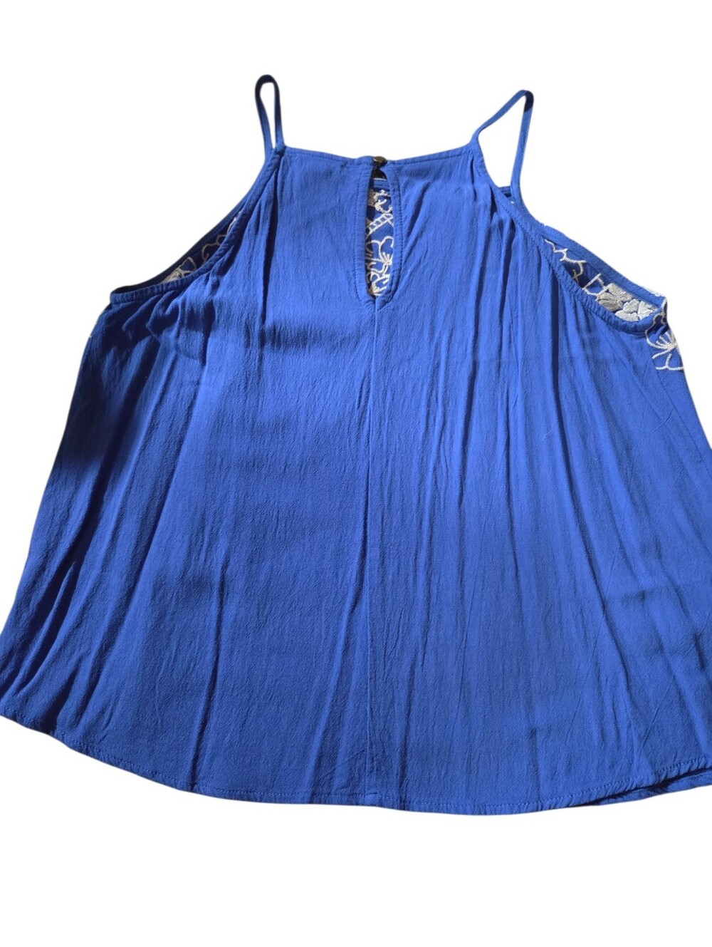 Love on a Hanger Royal Blue Embroidered High Neck Halter Tank Top Size Small - Picture 4 of 6